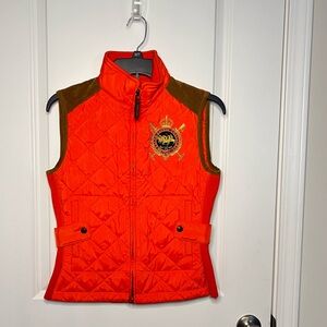Ralph Lauren Sport Orange Quilted Vest Sz Small Petite
